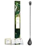 Homestia Skull Bar Spoon 12" Stainless Steel Mixing Spoon Black