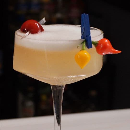 Peach Habanero Rock and Rye Whiskey Sour Cocktail Recipe